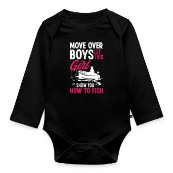 Lustiges Angeln Angler Fischer Geschenk - Baby Bio-Langarm-Body - Schwarz - Vorne