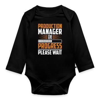 Le directeur de production en cours Attendez - Body Bébé bio manches longues - noir - Devant