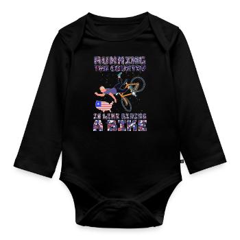 Das Land zu laufen ist wie Fahrradfahren - Baby Bio-Langarm-Body - Schwarz - Vorne