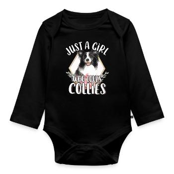 Juste une fille qui aime Border Collies Mignon Chien Cadeau - Body Bébé bio manches longues - noir - Devant