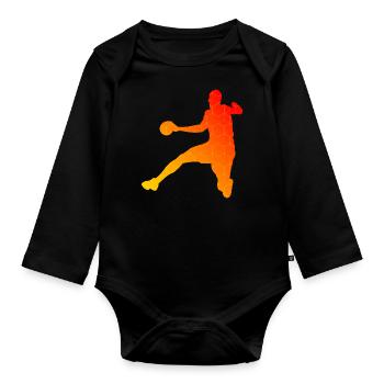 Handball Women Handball Players Handball Men - Organic Longsleeve Baby Bodysuit - black - Front
