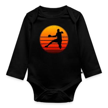 Jeux de handball Joueuses de handball Handball féminin - Body Bébé bio manches longues - noir - Devant