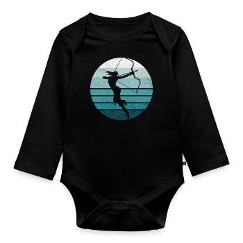 Archery Bow Archer Girl Retro - Organic Longsleeve Baby Bodysuit - black - Front