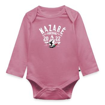 Nazaré Portugal champion league wave rider coul - Organic Longsleeve Baby Bodysuit - mauve - Front