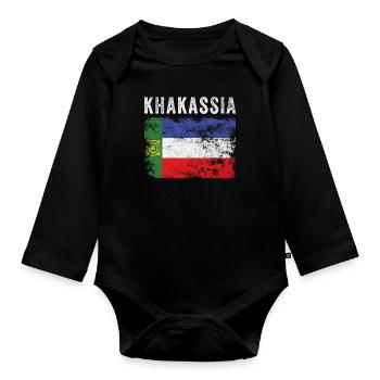 Khakassia Flag Distressed - Khakas Flag - Organic Longsleeve Baby Bodysuit - black - Front