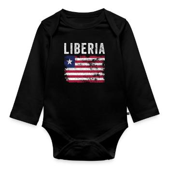 Drapeau libérien en détresse - Drapeau libérien - Body Bébé bio manches longues - noir - Devant