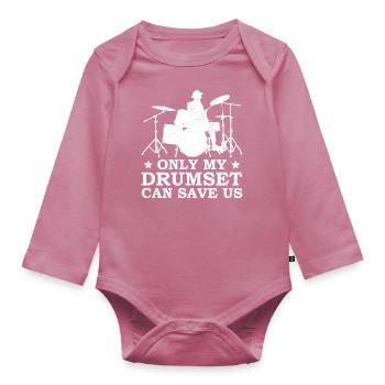 Batteur Drumsticks Drums Musiciens - Body Bébé bio manches longues - mauve - Devant