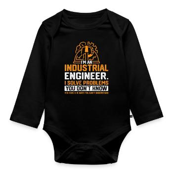 Je suis un ingénieur industriel - Body Bébé bio manches longues - noir - Devant