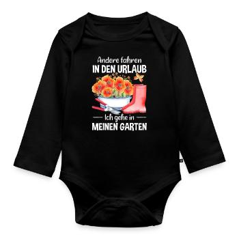 Garten Urlaub Lustiger Spruch Gärtner Geschenkidee - Baby Bio-Langarm-Body - Schwarz - Vorne