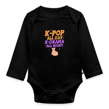 K-Pop - Baby Bio-Langarm-Body - Schwarz - Vorne
