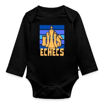échec pièces et jeu bleu chess - Body Bébé bio manches longues - noir - Devant
