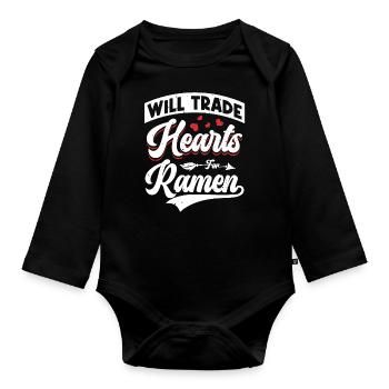 Échangez des cœurs contre des ramen | | amateur de ramen - Body Bébé bio manches longues - noir - Devant