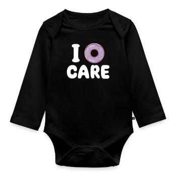 I Donut Care | T-shirt amateur de beignets | Amusement - Body Bébé bio manches longues - noir - Devant