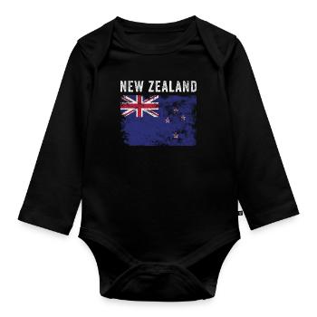 Drapeau néo-zélandais en détresse - Body Bébé bio manches longues - noir - Devant