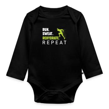 Trainieren Sie Laufen für einen Sweat Run Runner - Baby Bio-Langarm-Body - Schwarz - Vorne