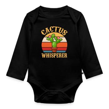 Cactus Whisperer - Fleurs de Sugaro occidental - Body Bébé bio manches longues - noir - Devant