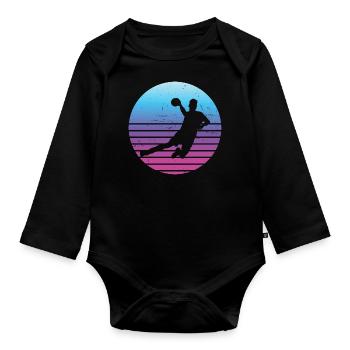Joueurs de handball Handball Joueurs de handball Jeux de handball - Body Bébé bio manches longues - noir - Devant