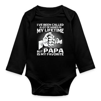 Père Enfant Fête des Pères Papa Cadeau - Body Bébé bio manches longues - noir - Devant