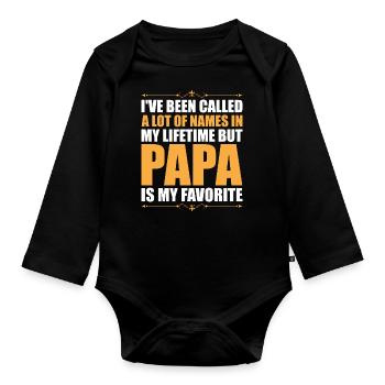 Père Enfant Fête des Pères Papa Cadeau - Body Bébé bio manches longues - noir - Devant