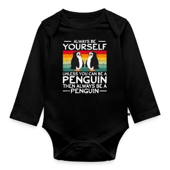 Penguin Penguin Penguin Penguin Lovers - Organic Longsleeve Baby Bodysuit - black - Front