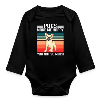 Mops Möpse Pugs Hundeliebhaber - Baby Bio-Langarm-Body - Schwarz - Vorne
