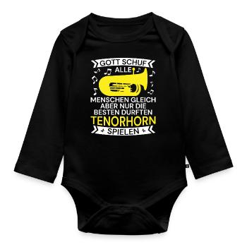 Tenorhorn Blechblasinstrument Musikinstrument - Baby Bio-Langarm-Body - Schwarz - Vorne