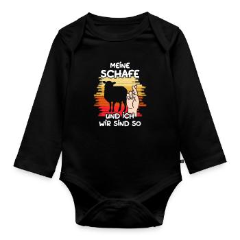 Meine Schafe Und Ich Wir Sind So Landwirt Schäfer - Baby Bio-Langarm-Body - Schwarz - Vorne