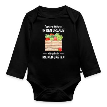 Garten Urlaub Lustiger Spruch Gärtner Geschenkidee - Baby Bio-Langarm-Body - Schwarz - Vorne