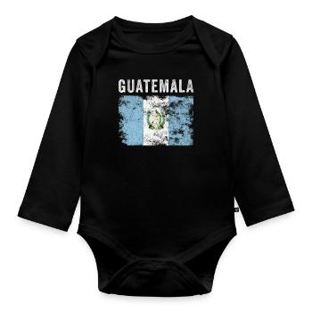 Guatemala Flag Vintage - Guatemalan Flag - Organic Longsleeve Baby Bodysuit - black - Front