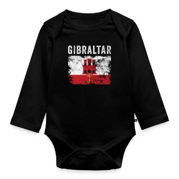 Gibraltar Flag Vintage Gibraltarian Flag - Body Bébé bio manches longues - noir - Devant