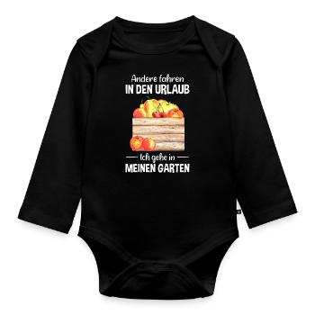 Garten Urlaub Lustiger Spruch Gärtner Geschenkidee - Baby Bio-Langarm-Body - Schwarz - Vorne