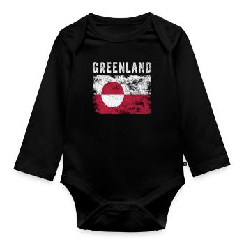 Greenland Flag Vintage Greenlander Flag - Organic Longsleeve Baby Bodysuit - black - Front