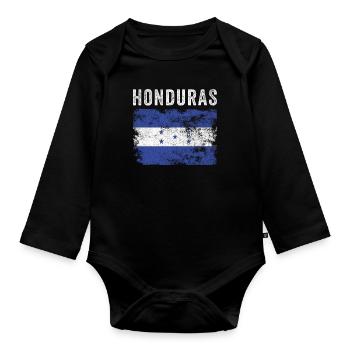 Drapeau du Honduras en détresse - Drapeau hondurien - Body Bébé bio manches longues - noir - Devant
