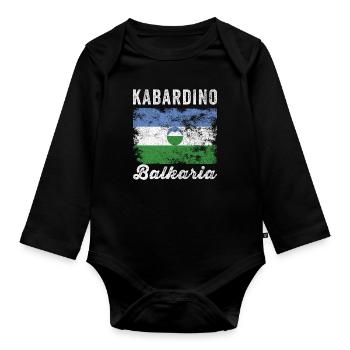 Kabardino Balkaria Flag Distressed - Organic Longsleeve Baby Bodysuit - black - Front