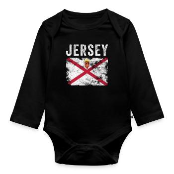 Jersey Flag Distressed - Jersey Flag - Body Bébé bio manches longues - noir - Devant