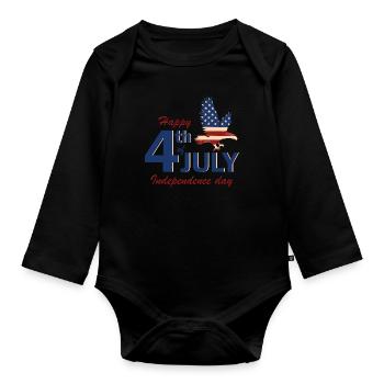 USA Amerika Flagge Adler 4. Juli Independence Day - Baby Bio-Langarm-Body - Schwarz - Vorne