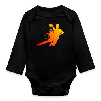 Handball Handball Handball Handball Hommes Handball - Body Bébé bio manches longues - noir - Devant