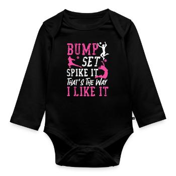 Volleyball Player Team Bump Set - Baby Bio-Langarm-Body - Schwarz - Vorne