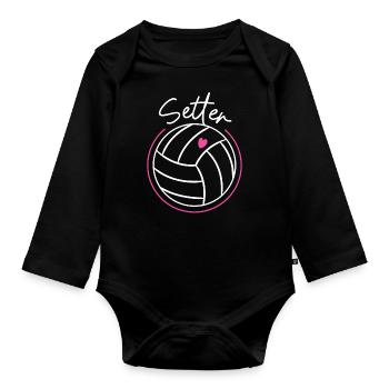 Joueur de volleyball Team Setter - Body Bébé bio manches longues - noir - Devant