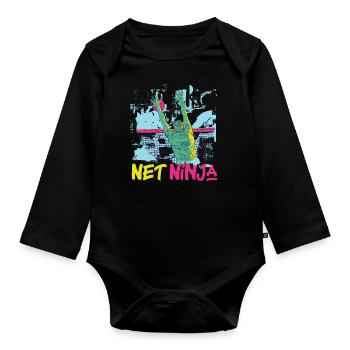 Joueur de volleyball Équipe Ninja 80s - Body Bébé bio manches longues - noir - Devant