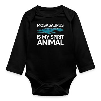 Meeresbiologe Mosasaurus Uhrzeit Dinosaurier - Baby Bio-Langarm-Body - Schwarz - Vorne