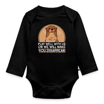Otter Wassermarder Marder - Baby Bio-Langarm-Body - Schwarz - Vorne