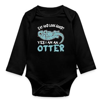 Otter Wassermarder Marder - Baby Bio-Langarm-Body - Schwarz - Vorne
