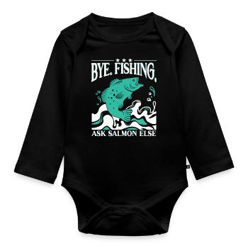 Lachs Fischen - Baby Bio-Langarm-Body - Schwarz - Vorne