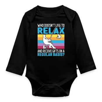 Eisfischen Geschenk - Baby Bio-Langarm-Body - Schwarz - Vorne