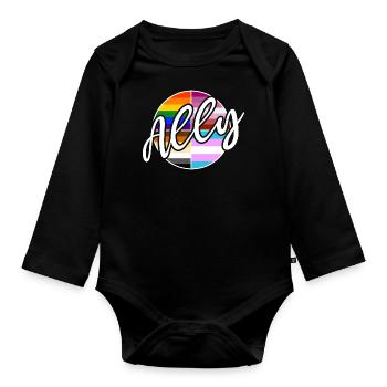 Ally - LGBTIQ Queer Gay Pride CSD Verbündetenschaf - Baby Bio-Langarm-Body - Schwarz - Vorne