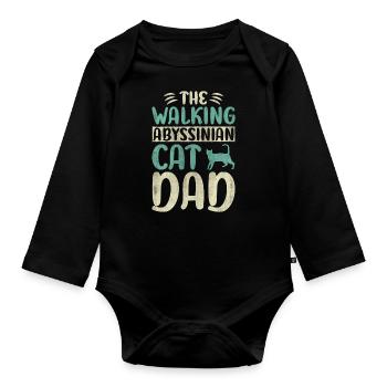 The Walking Abyssinian Cat Dad Kitty Cat Walking - Baby Bio-Langarm-Body - Schwarz - Vorne