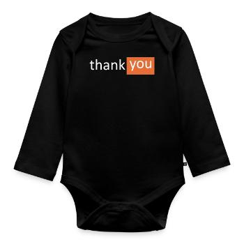 THANK YOU - Body Bébé bio manches longues - noir - Devant