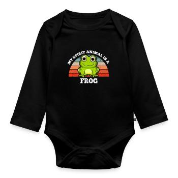 Retro Vintage My Spirit Animal Is A Frog - Organic Longsleeve Baby Bodysuit - black - Front