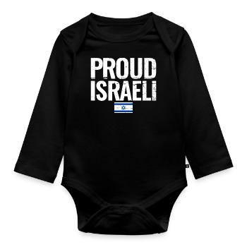 Proud Israeli Israel Vintage Israelische Flagge - Baby Bio-Langarm-Body - Schwarz - Vorne